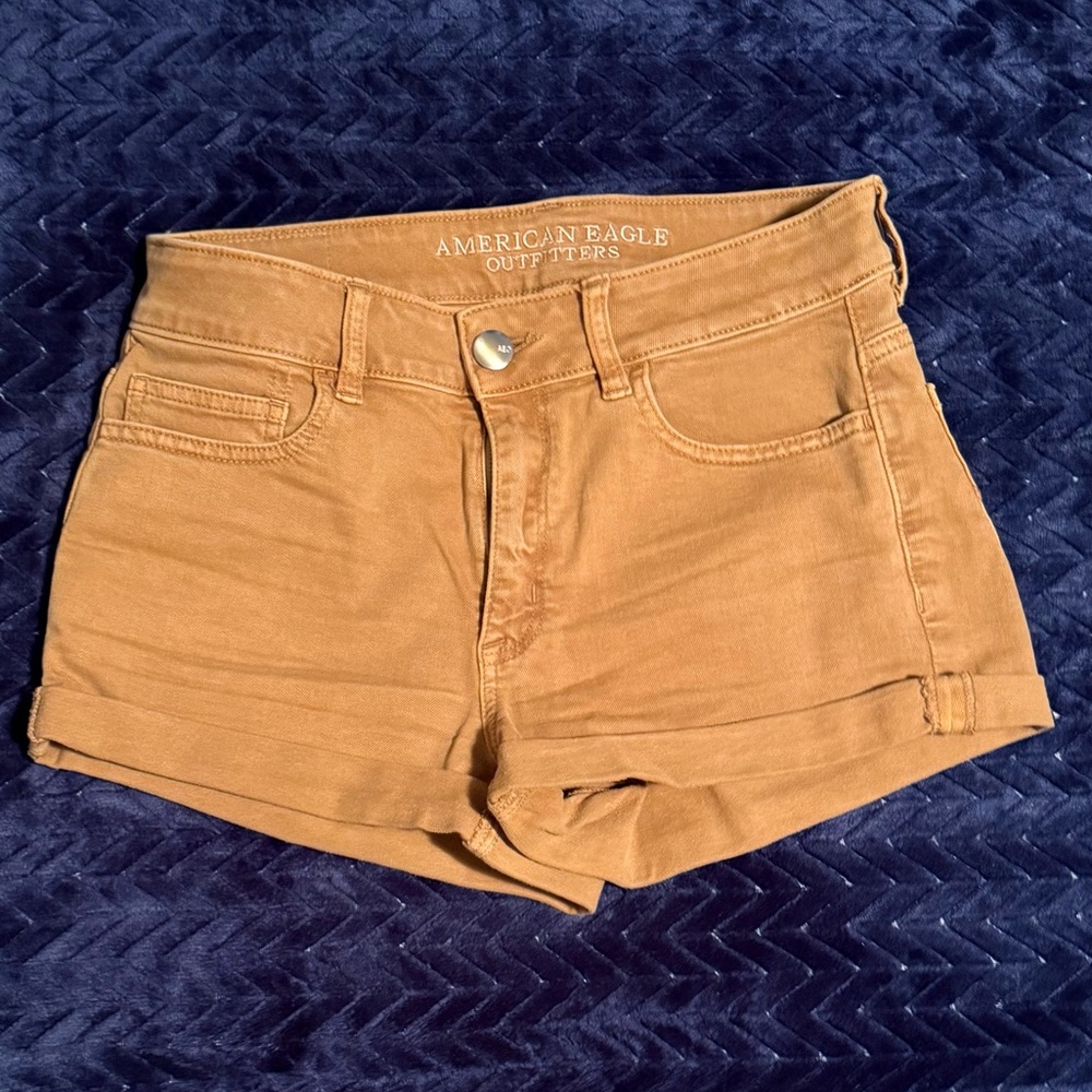 American Eagle Women's Mustard Yellow High Waisted Shorts